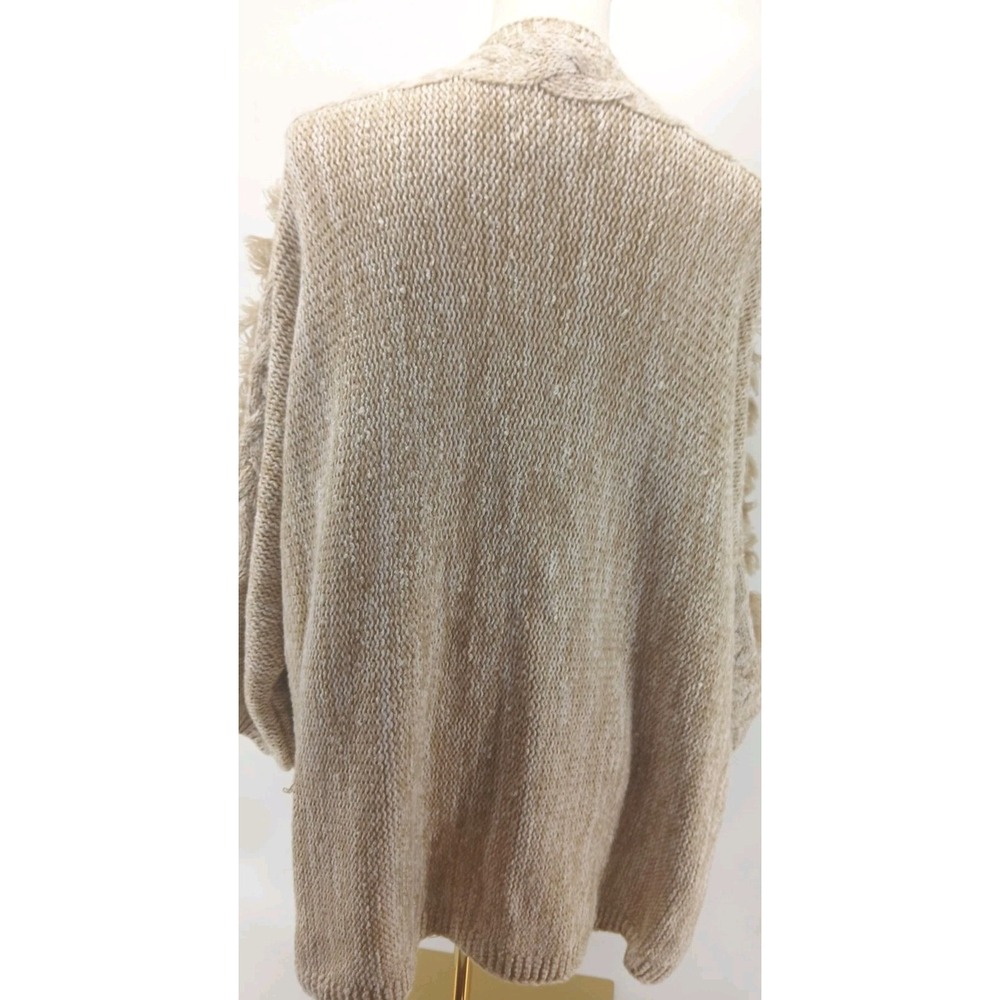 Anthropologie Cardigan Women Brown Braided Sleeve Preppy Boho Sweater Sz OZ - Picture 5 of 8